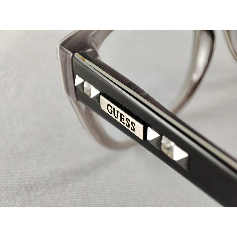Guess Eyeglass Frames Women Black Gray Crystal Rhinestone Soft Rectangle Cat Eye
